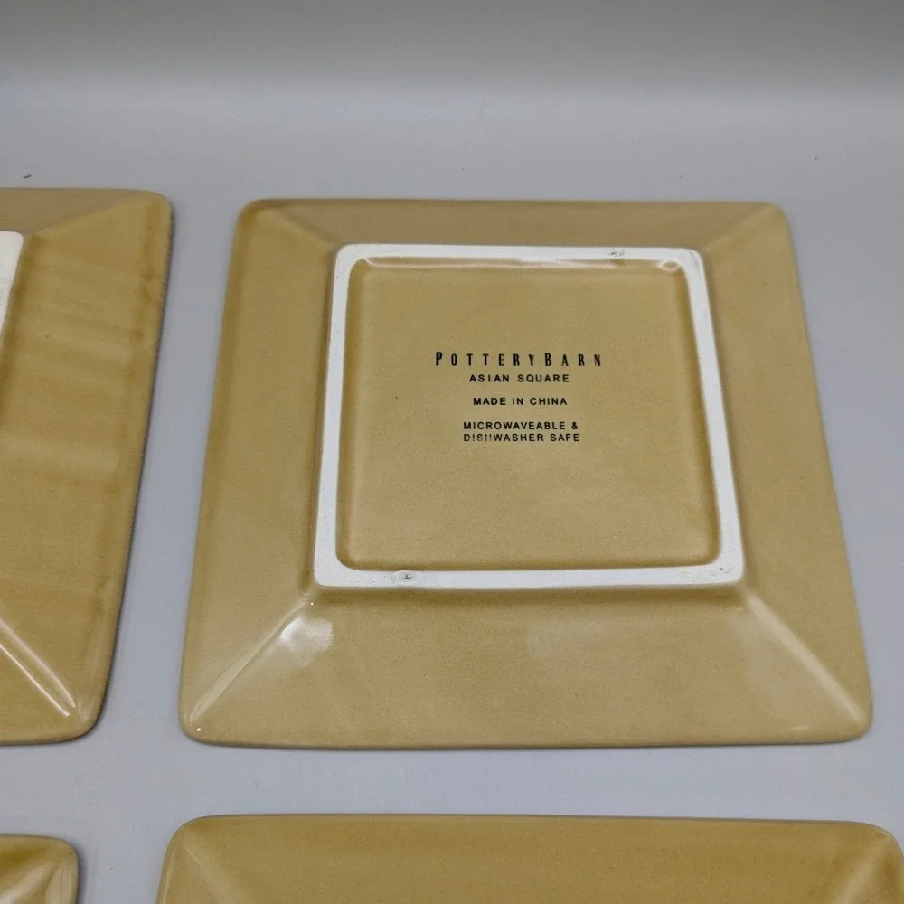 Pottery Barn Asian Squares 4 Dish Set Gold Yellow - 6